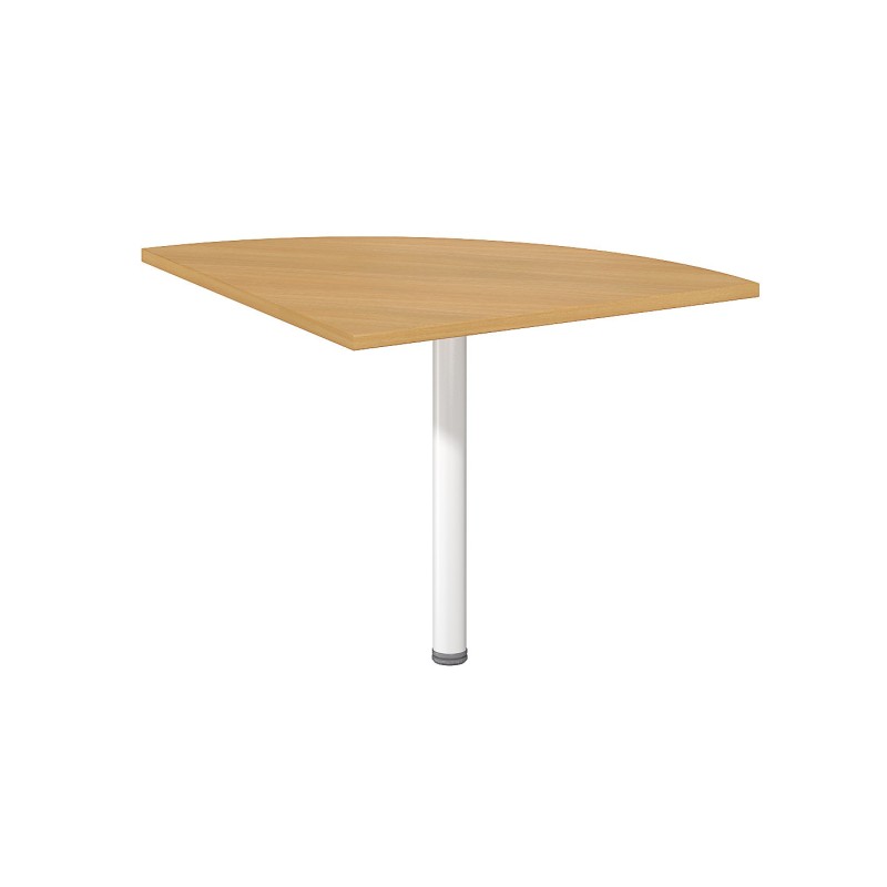 Angle de liaison arrondi 90° Biospace - Côtés 80 cm - Plateau Hêtre - Pied tube Blanc
