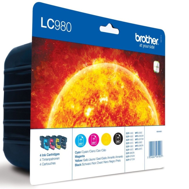 Brother LC980 Cartouche d'encre originale - Pack de 4 (Noir, Cyan, Magenta, Jaune)
