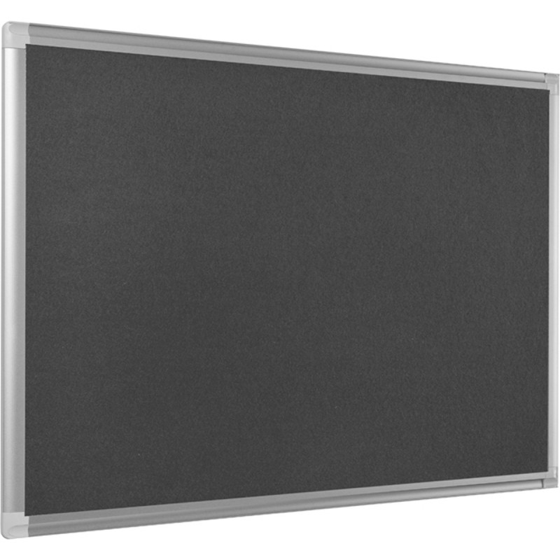 Bi-Office Tableau en feutrine New Generation Maya, surface grise, cadre en aluminium anodisé gris, 1 800 x 1 200 mm