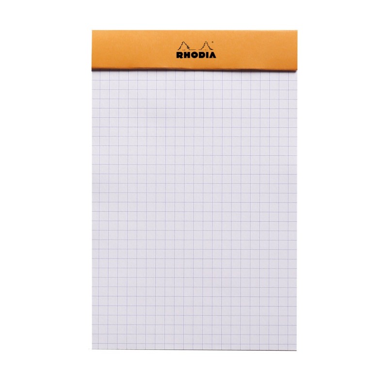 Rhodia Bloc notes agrafé orange 11 x 17 cm - 80g - Petits carreaux 5x5 - 80 feuilles