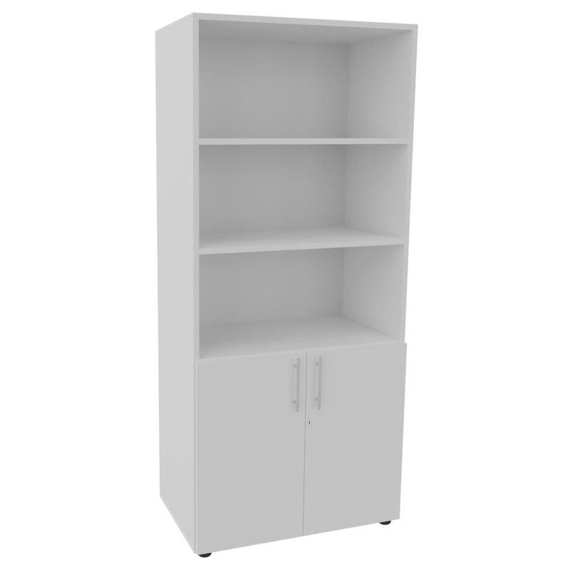 Meuble haut Axiome - L.80 x H.180 cm - 2 portes basses - Corps Blanc - Portes Blanc