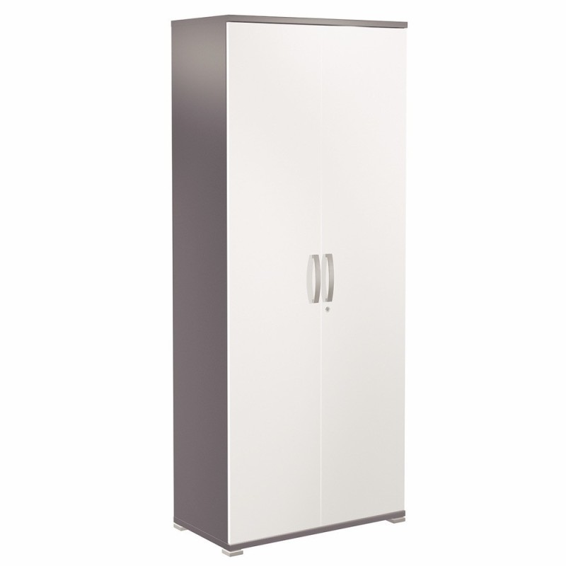 Meuble haut Axiome - L.80 x H.180 cm - 2 portes hautes - Corps Anthracite - Portes Blanc