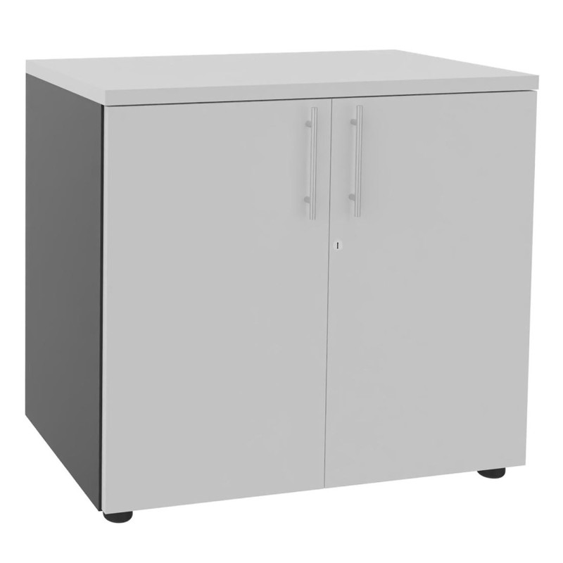 Meuble bas Axiome - L.80 x H.72 cm - 2 portes - Corps Anthracite - Portes Blanc