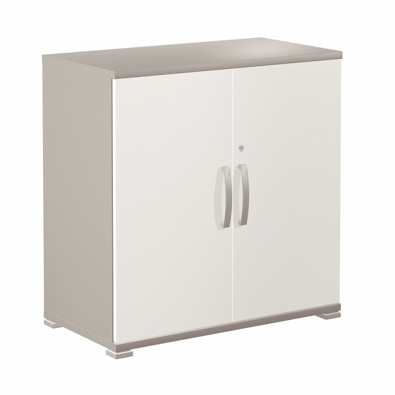 Meuble bas Axiome - L.80 x H.72 cm - 2 portes - Corps Aluminium - Portes Blanc