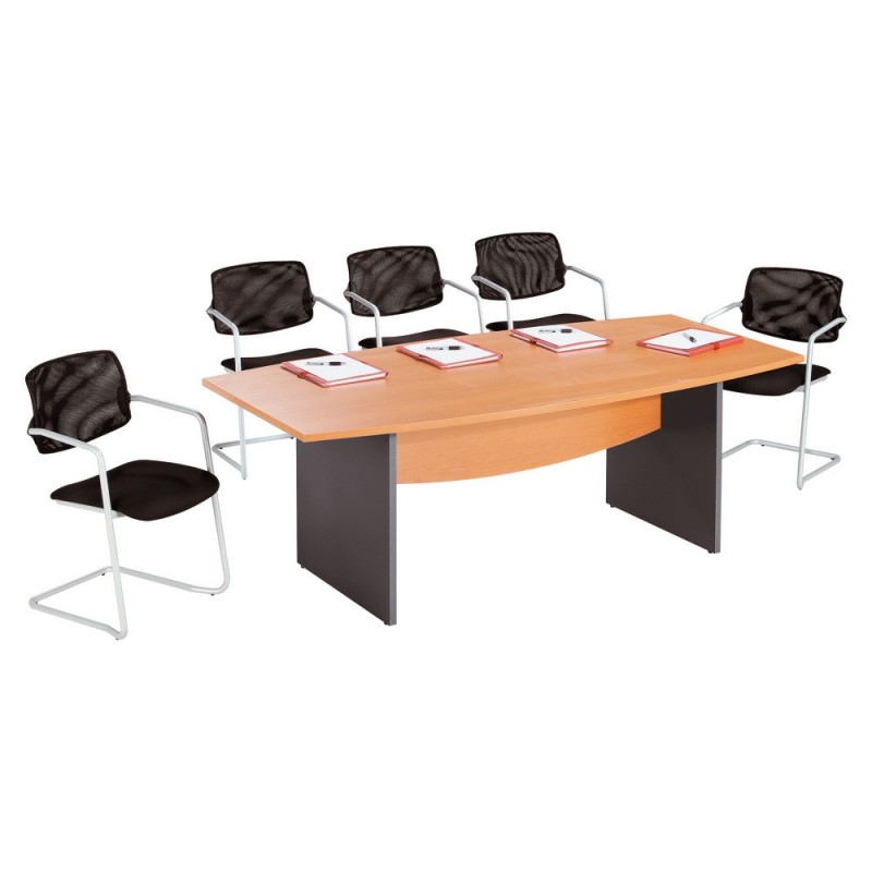 Table de réunion tonneau Activity  L.200 x P.100 cm - Plateau Hêtre - Pieds Anthracite
