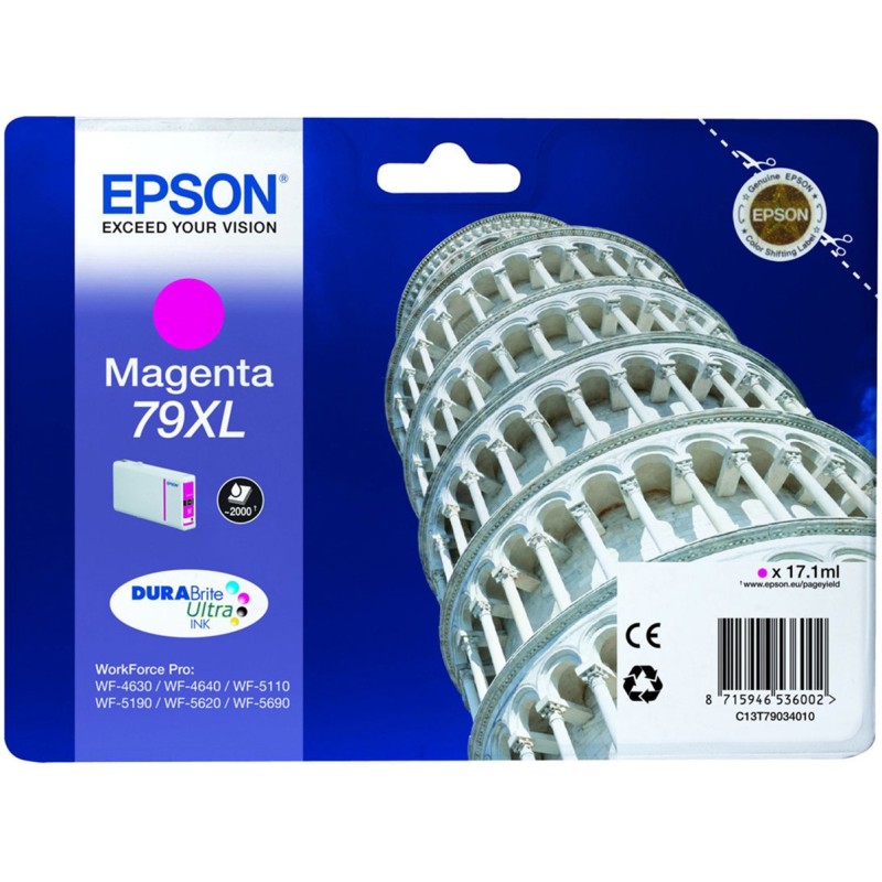 Epson 79 XL "Tour de Pise" Cartouche d'encre originale grande capacité C13T79034010 - Magenta