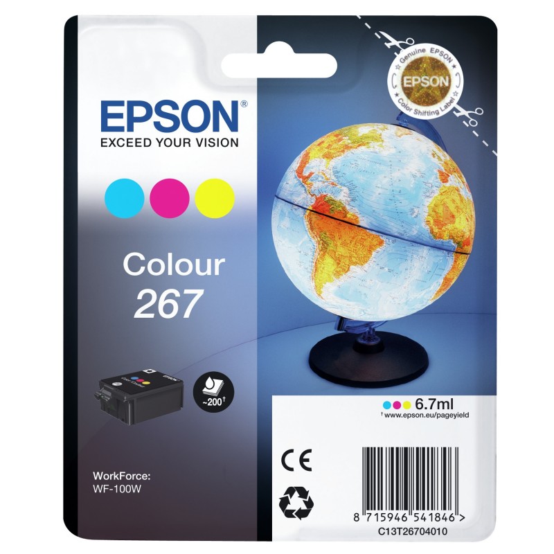 Epson 267 "Globe" Cartouche d'encre originale DURABrite Ultra Tricolore C13T26704010 - Couleurs