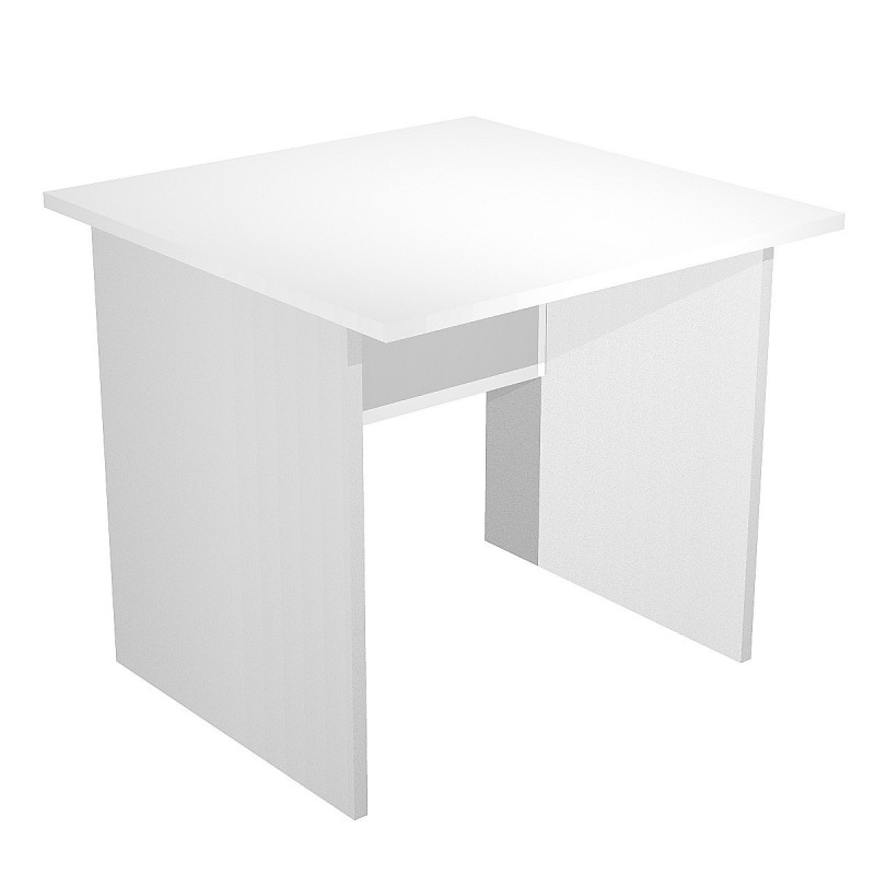 Bureau droit Pronto Bois - L.80 x P.80 cm - Plateau Blanc - Pieds panneaux Aluminium