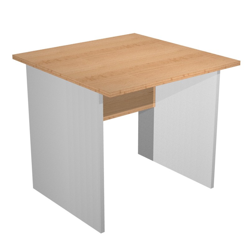 Bureau droit Pronto Bois - L.80 x P.80 cm - Plateau Hêtre - Pieds panneaux Aluminium