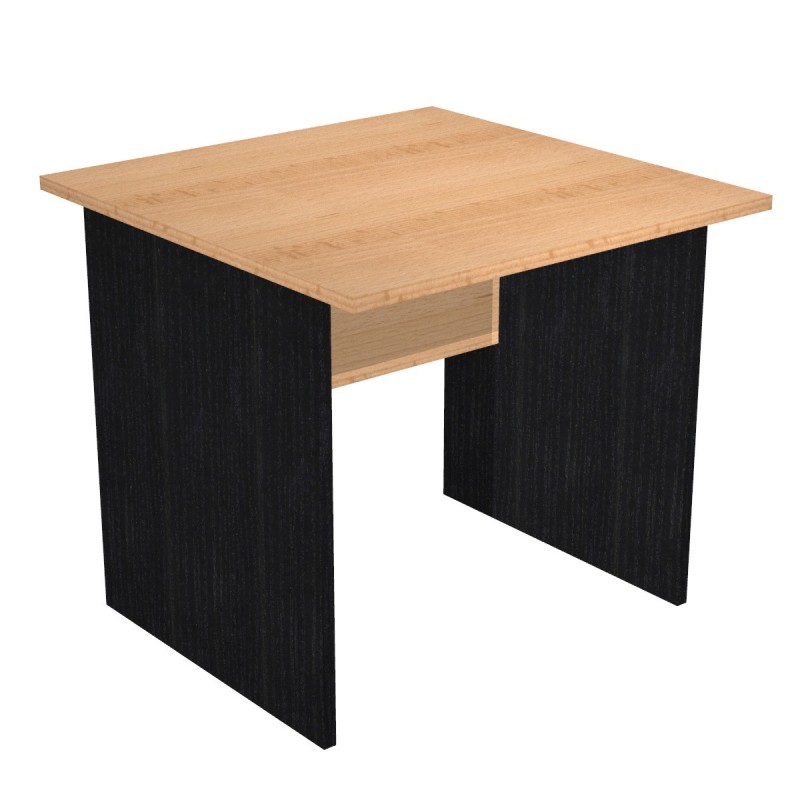 Bureau droit Pronto Bois - L.80 x P.80 cm - Plateau Hêtre - Pieds panneaux Noir