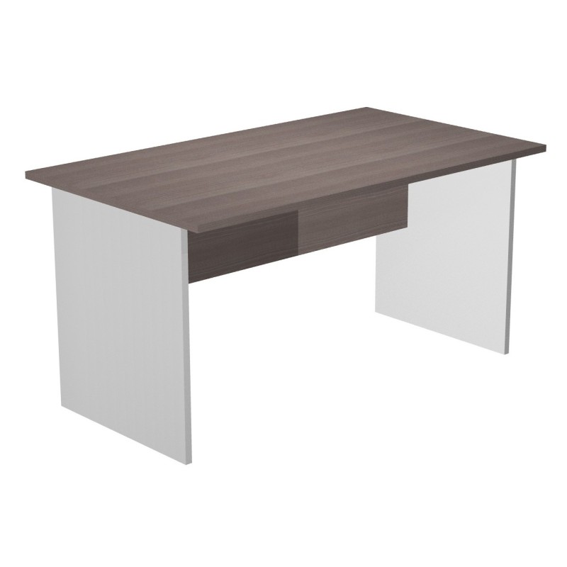 Bureau droit Pronto Bois - L.140 x P.80 cm - Plateau Cendre - Pieds panneaux Aluminium