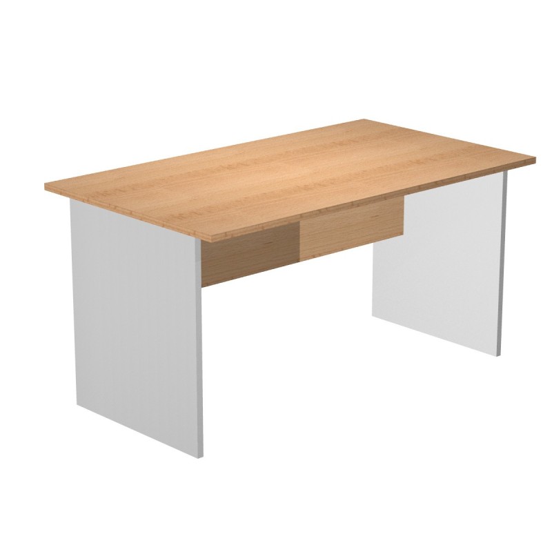 Bureau droit Pronto Bois - L.140 x P.80 cm - Plateau Hêtre - Pieds panneaux Aluminium
