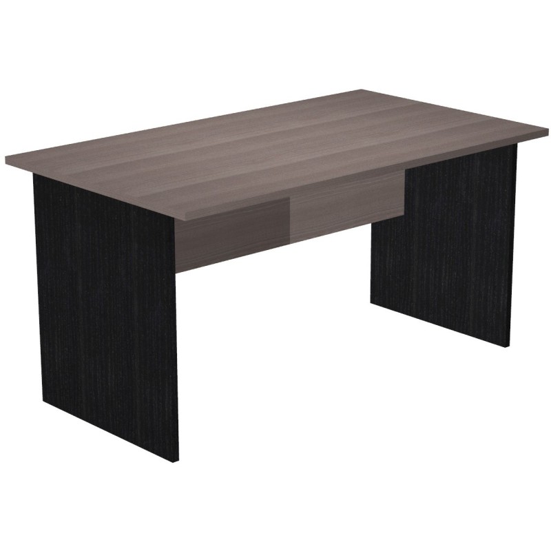 Bureau droit Pronto Bois - L.140 x P.80 cm - Plateau Cendre - Pieds panneaux Noir