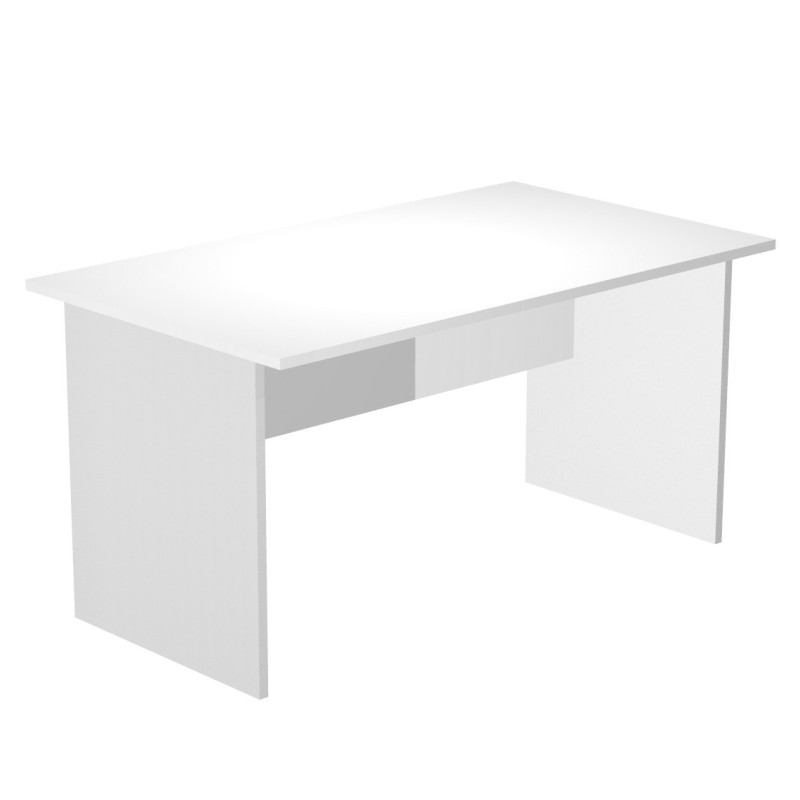 Bureau droit Pronto Bois - L.160 x P.80 cm - Plateau Blanc - Pieds panneaux Aluminium