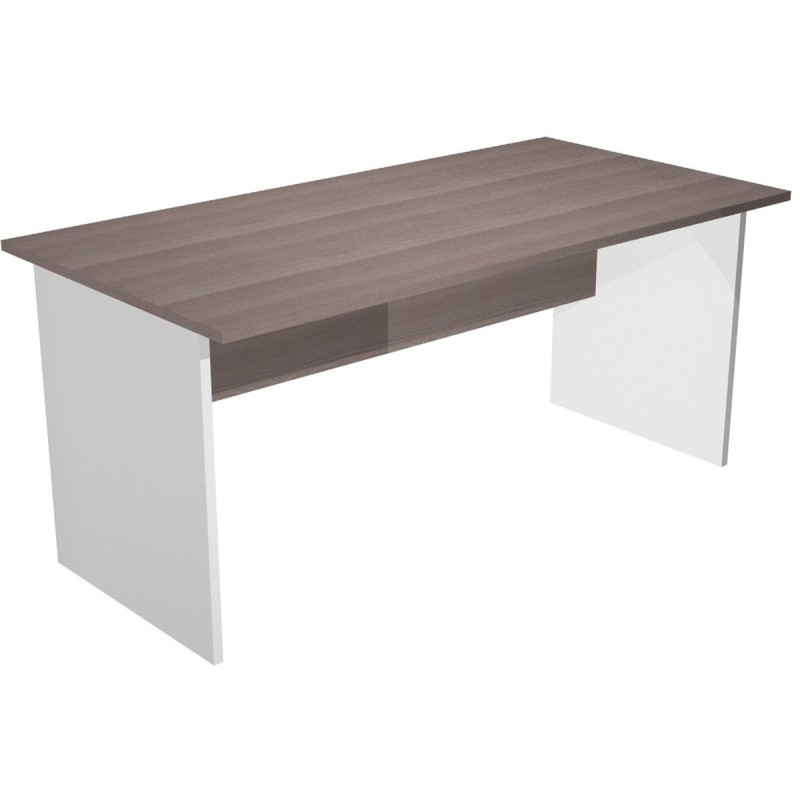 Bureau droit Pronto Bois - L.160 x P.80 cm - Plateau Cendre - Pieds panneaux Aluminium