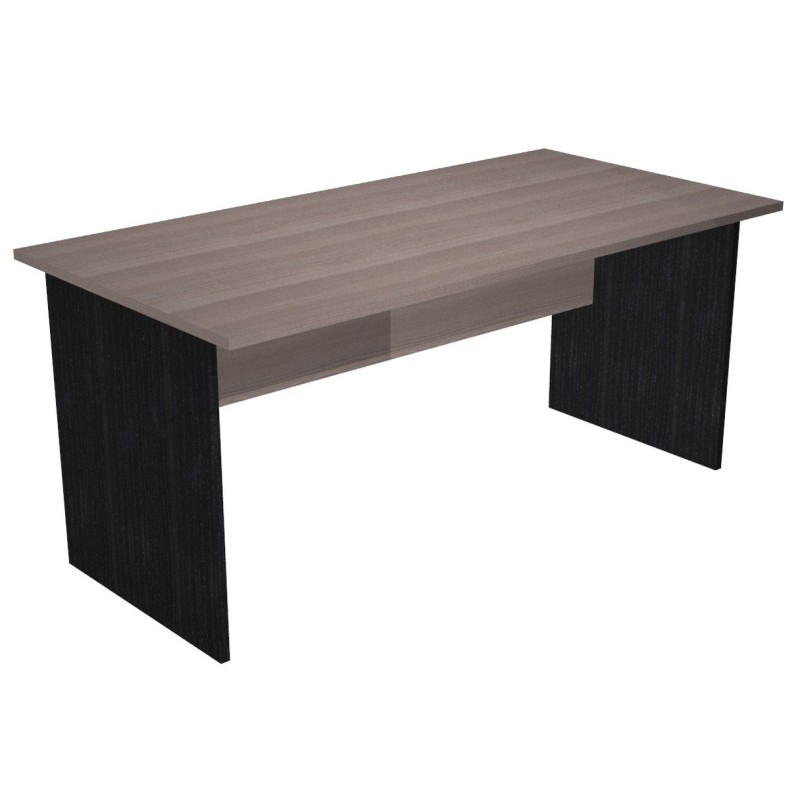 Bureau droit Pronto Bois - L.160 x P.80 cm - Plateau Cendre - Pieds panneaux Noir