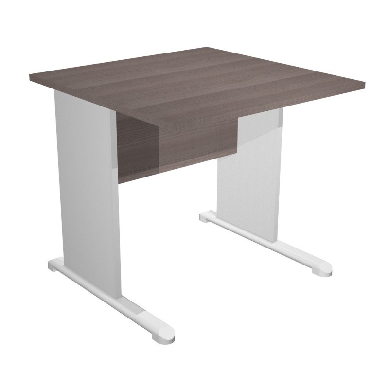 Bureau droit Pronto Bois - L.80 x P.80 cm - Plateau Cendre - Pieds L Aluminium