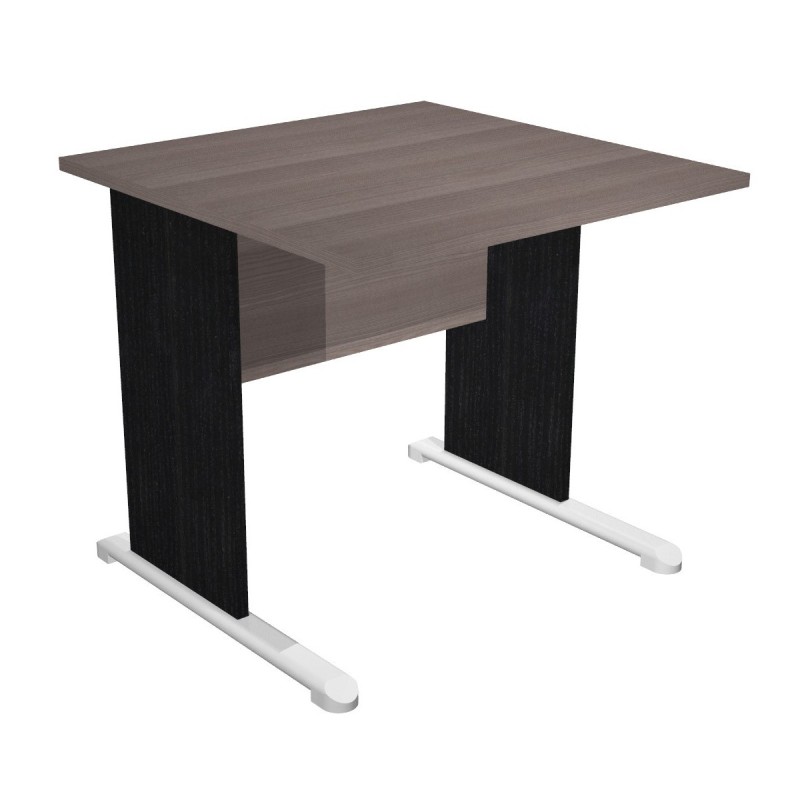 Bureau droit Pronto Bois - L.80 x P.80 cm - Plateau Cendre - Pieds L Noir