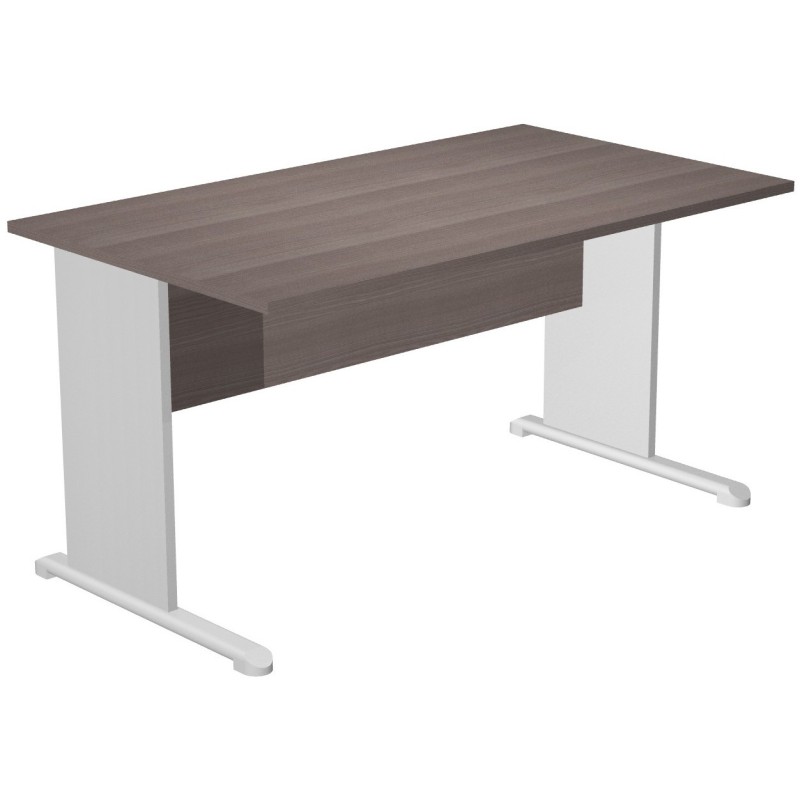 Bureau droit Pronto Bois - L.140 x P.80 cm - Plateau Cendre - Pieds L Aluminium