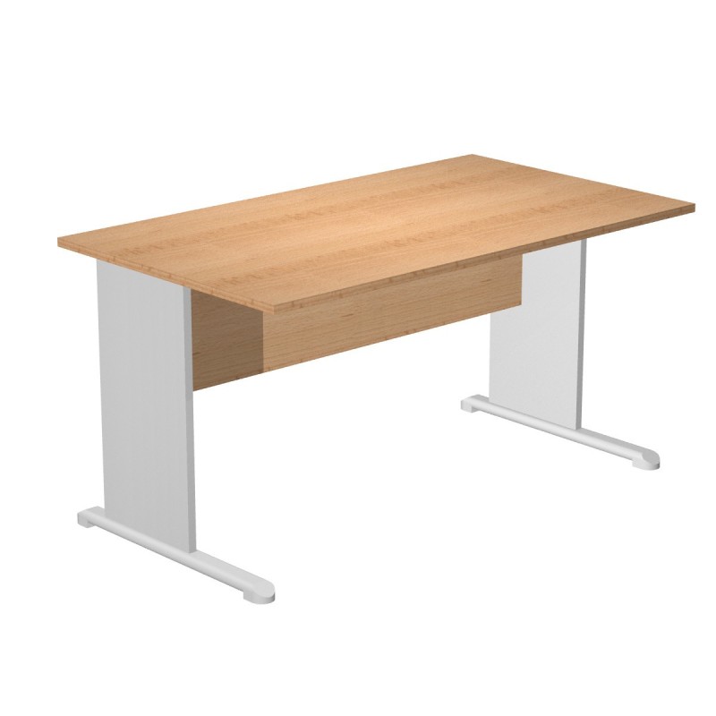 Bureau droit Pronto Bois - L.140 x P.80 cm - Plateau Hêtre - Pieds L Aluminium