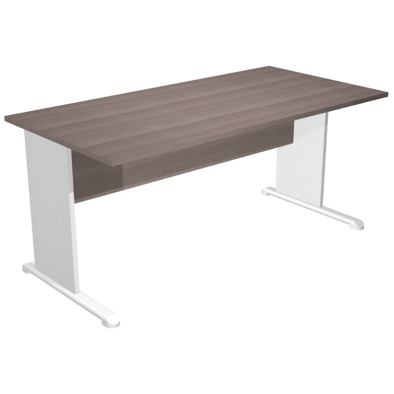Bureau droit Pronto Bois - L.160 x P.80 cm - Plateau Cendre - Pieds L Aluminium