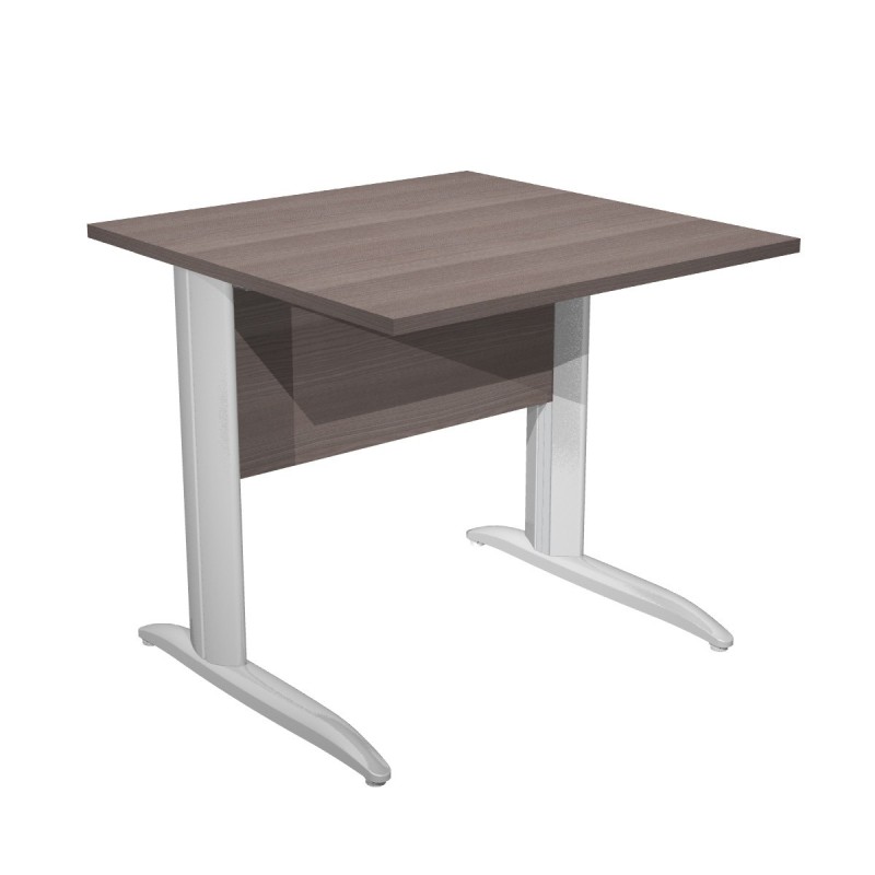 Bureau droit Pronto Métal - L.80 x P.80 cm - Plateau Cendre - Pieds L Chrome