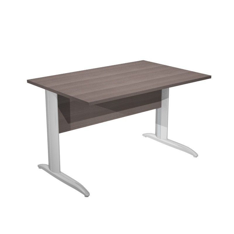 Bureau droit Pronto Métal - L.120 x P.80 cm - Plateau Cendre - Pieds L Chrome