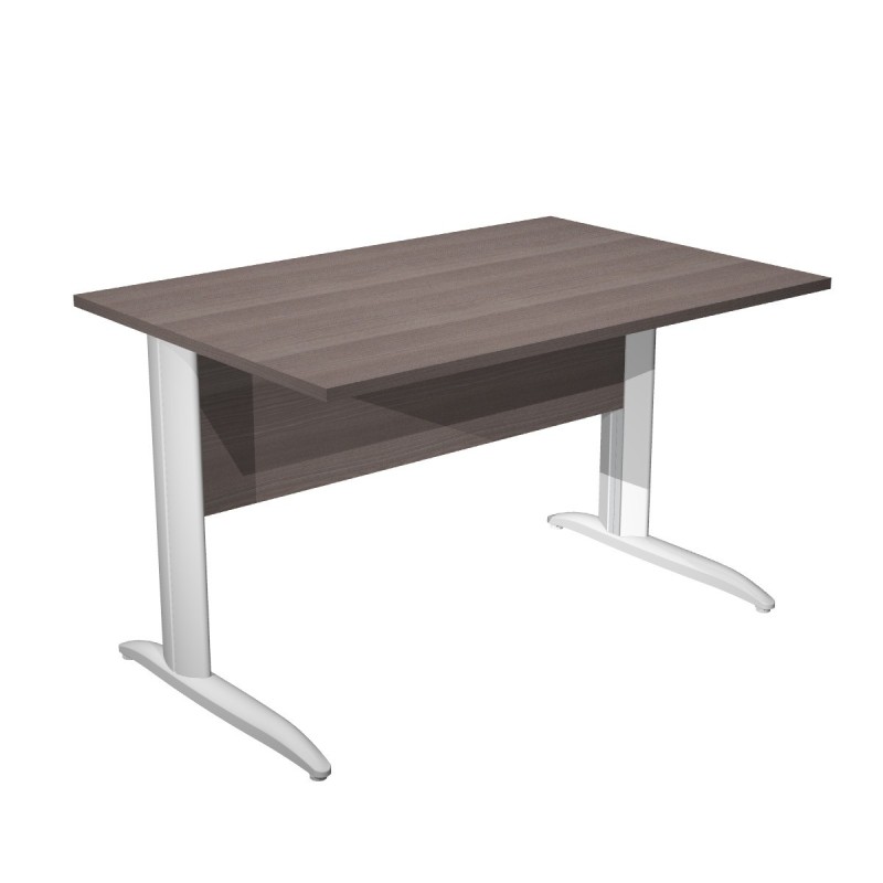Bureau droit Pronto Métal - L.120 x P.80 cm - Plateau Cendre - Pieds L Blanc