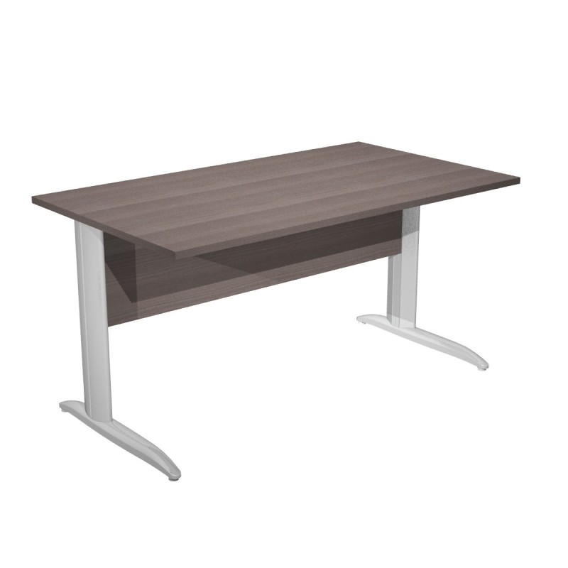 Bureau droit Pronto Métal - L.140 x P.80 cm - Plateau Cendre - Pieds L Chrome