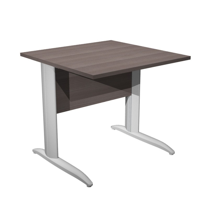 Bureau droit Pronto Métal - L.80 x P.80 cm - Plateau Cendre - Pieds L Aluminium