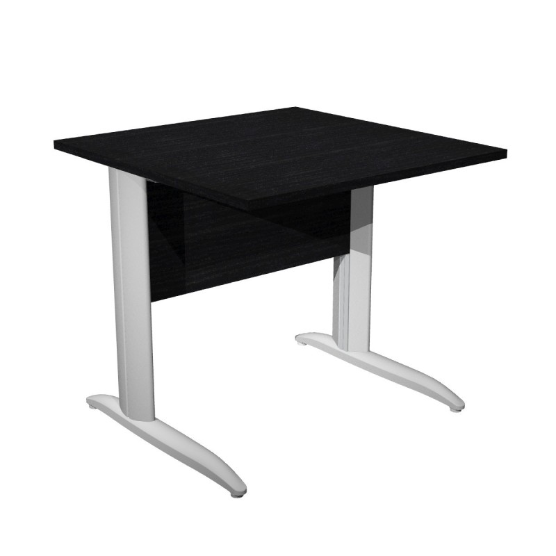 Bureau droit Pronto Métal - L.80 x P.80 cm - Plateau Noir - Pieds L Aluminium