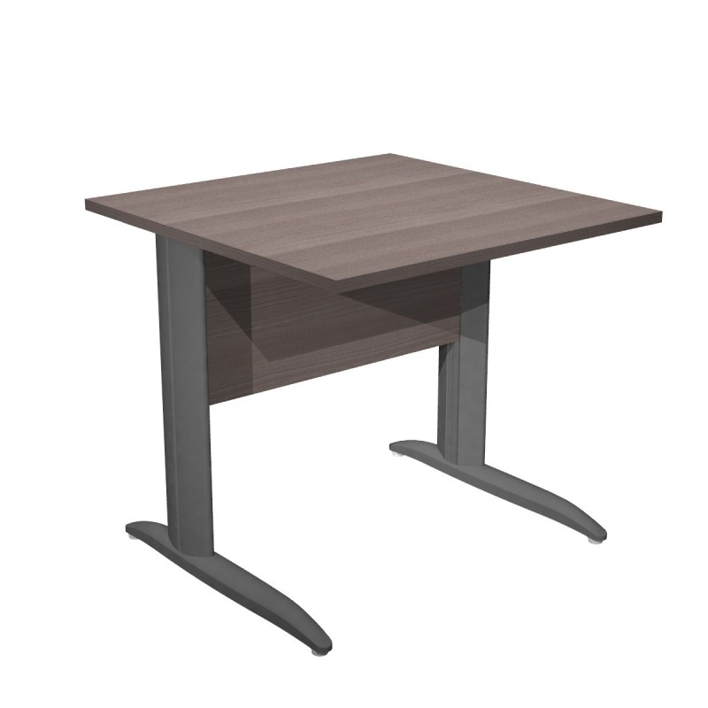 Bureau droit Pronto Métal - L.80 x P.80 cm - Plateau Cendre - Pieds L Anthracite