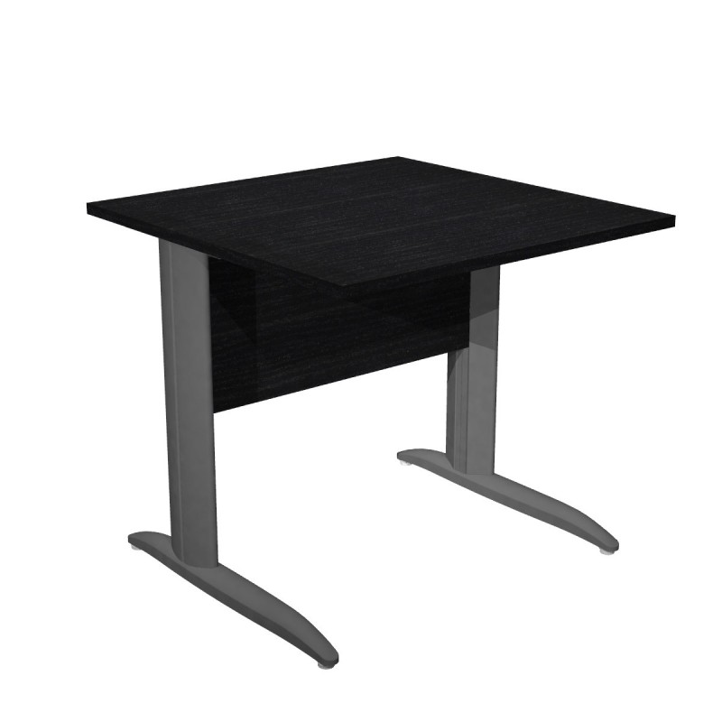 Bureau droit Pronto Métal - L.80 x P.80 cm - Plateau Noir - Pieds L Anthracite
