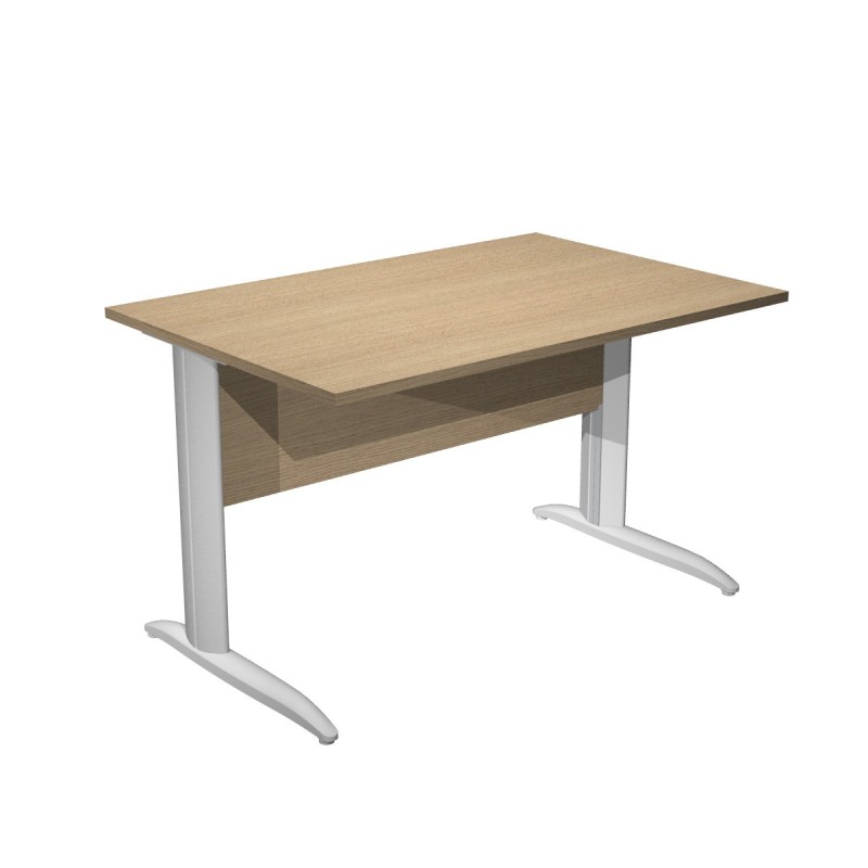Bureau droit Pronto Métal - L.120 x P.80 cm - Plateau Chêne - Pieds L Aluminium