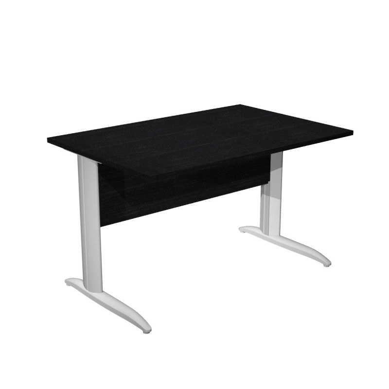 Bureau droit Pronto Métal - L.120 x P.80 cm - Plateau Noir - Pieds L Aluminium