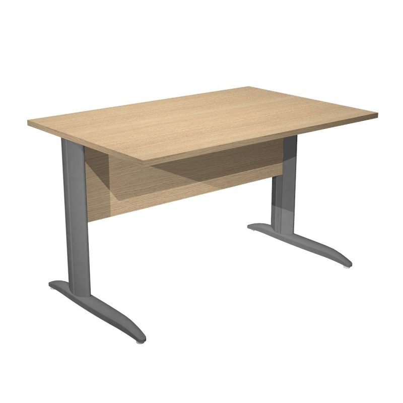 Bureau droit Pronto Métal - L.120 x P.80 cm - Plateau Chêne - Pieds L Anthracite