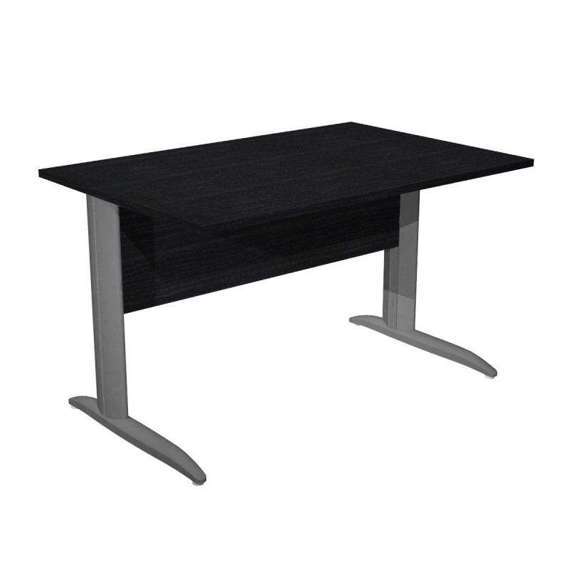 Bureau droit Pronto Métal - L.120 x P.80 cm - Plateau Noir - Pieds L Anthracite