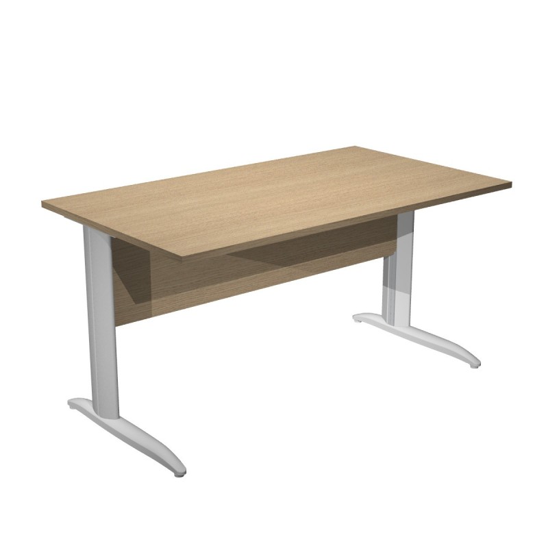 Bureau droit Pronto Métal - L.140 x P.80 cm - Plateau Chêne - Pieds L Aluminium