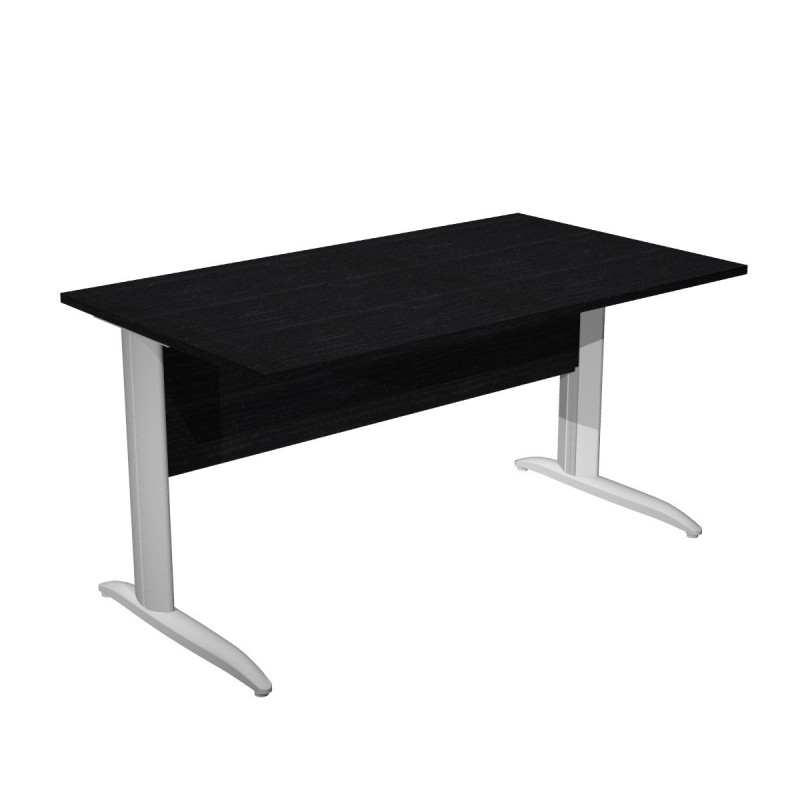 Bureau droit Pronto Métal - L.140 x P.80 cm - Plateau Noir - Pieds L Aluminium
