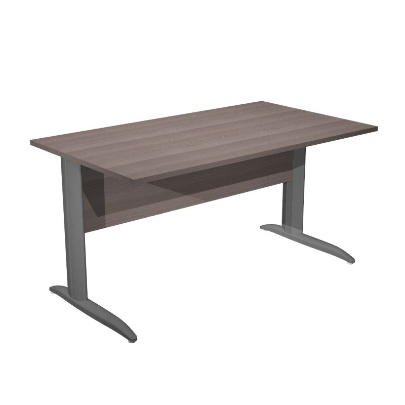 Bureau droit Pronto Métal - L.140 x P.80 cm - Plateau Cendre - Pieds L Anthracite