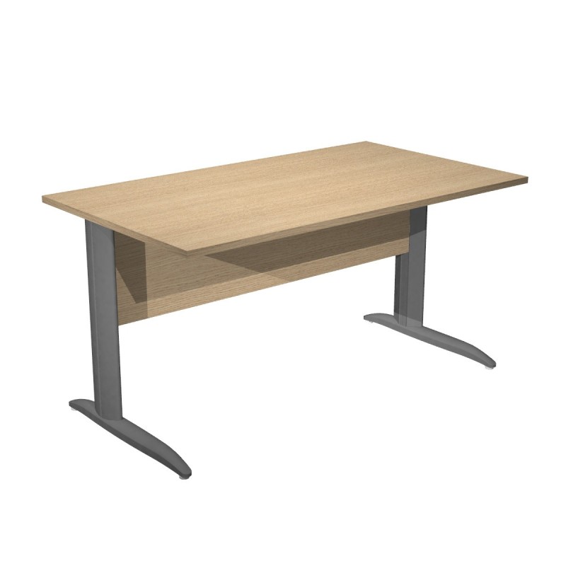 Bureau droit Pronto Métal - L.140 x P.80 cm - Plateau Chêne - Pieds L Anthracite
