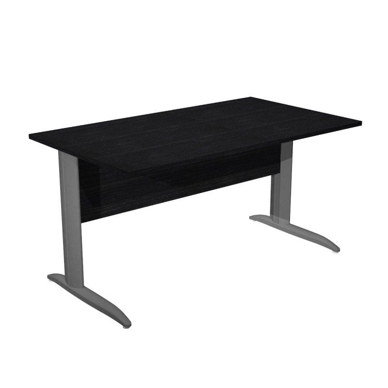 Bureau droit Pronto Métal - L.140 x P.80 cm - Plateau Noir - Pieds L Anthracite