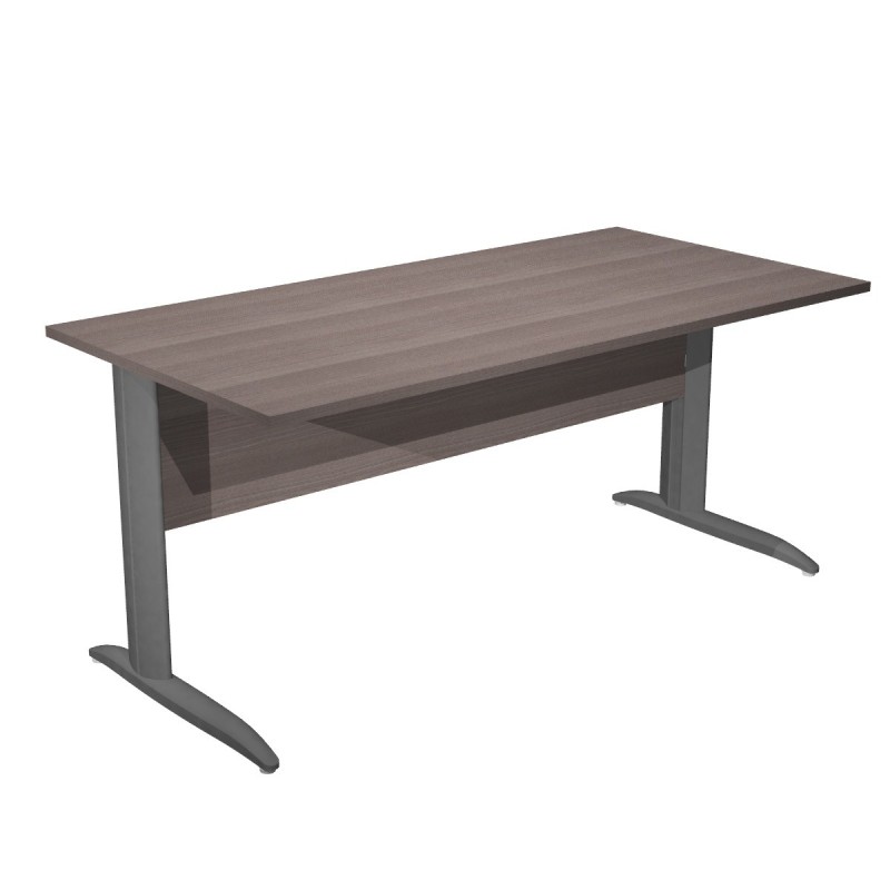 Bureau droit Pronto Métal - L.160 x P.80 cm - Plateau Cendre - Pieds L Anthracite