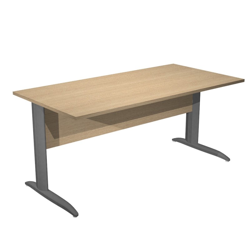 Bureau droit Pronto Métal - L.160 x P.80 cm - Plateau Chêne - Pieds L Anthracite