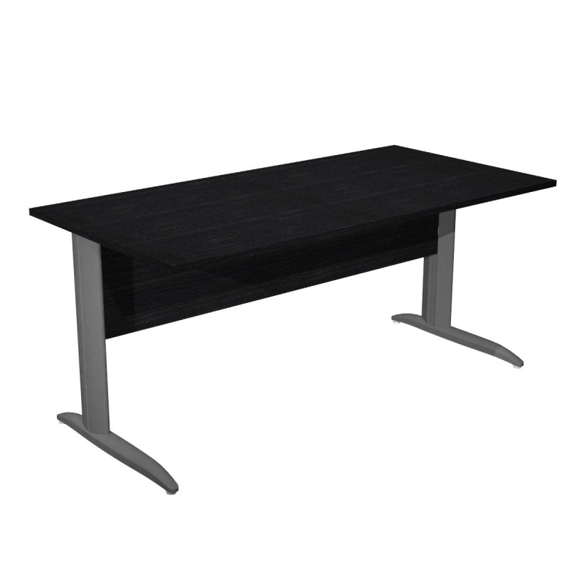 Bureau droit Pronto Métal - L.160 x P.80 cm - Plateau Noir - Pieds L Anthracite