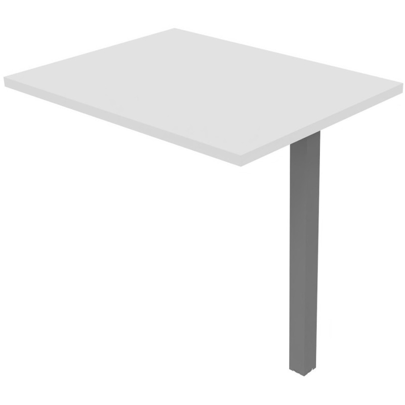 Retour de bureau Burocolor - L.80 x P.60 cm - Plateau Blanc - Pieds Aluminium