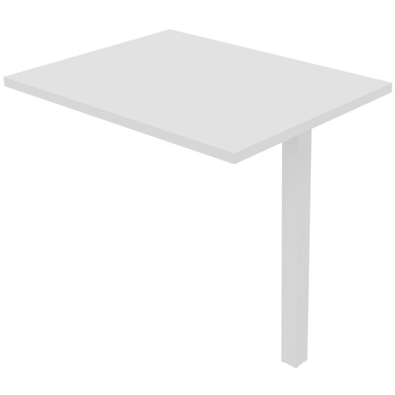 Retour de bureau Burocolor - L.80 x P.60 cm - Plateau Blanc - Pieds Blanc