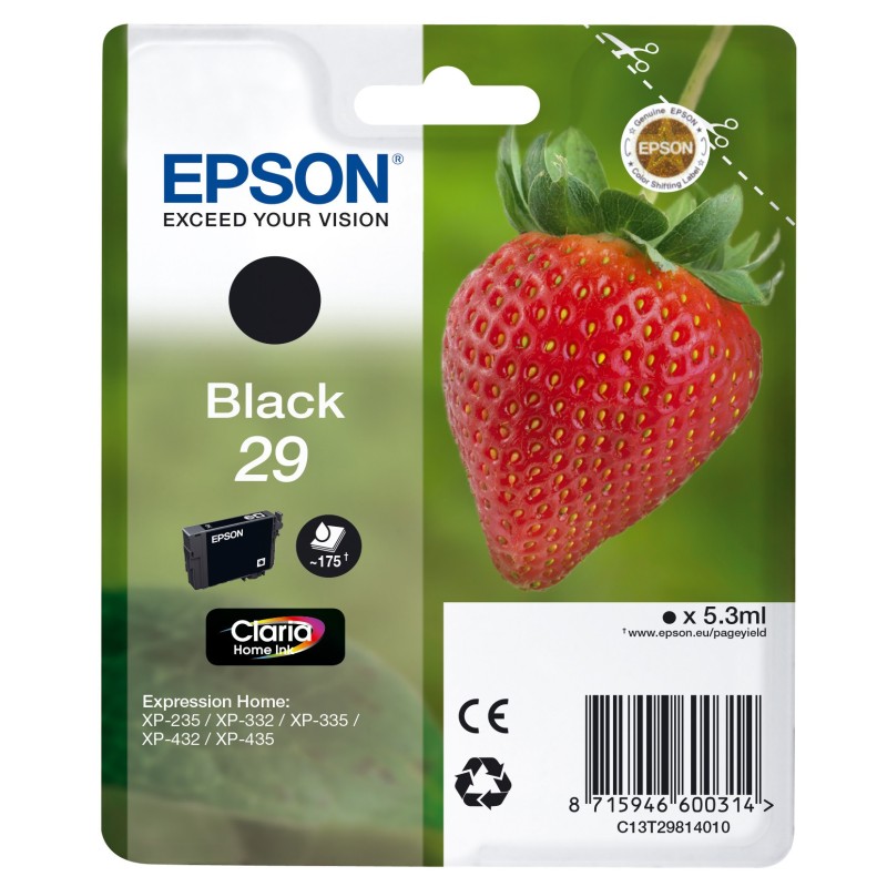 Epson 29 "Fraise" Cartouche d'encre originale Claria Home C13T29814012 - Noir