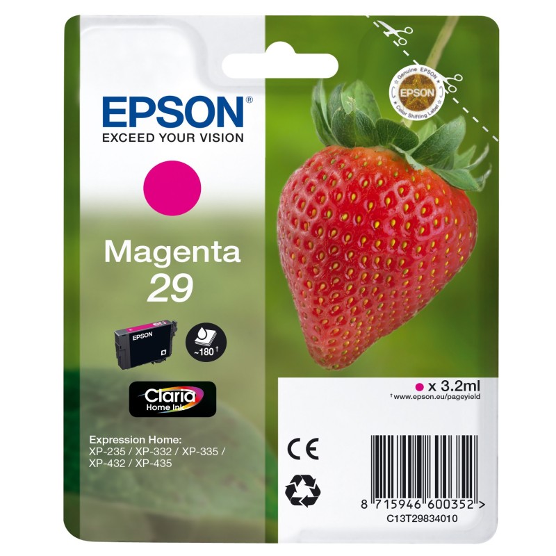 Epson 29 "Fraise" Cartouche d'encre originale Claria Home C13T29834012 - Magenta