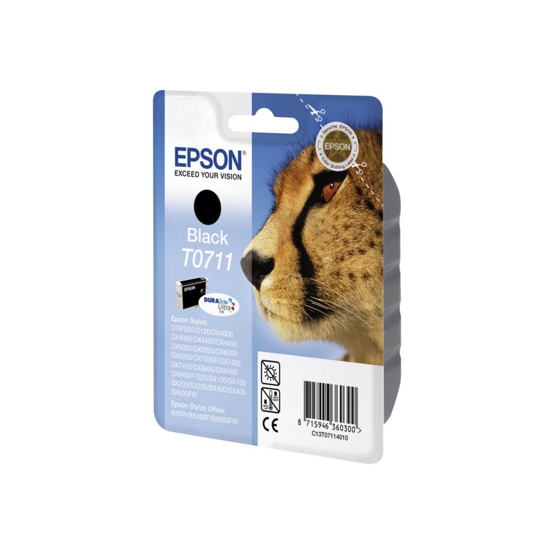 Epson T0711 "Guépard" Cartouche d'encre originale DURABrite Ultra C13T07114012 - Noir
